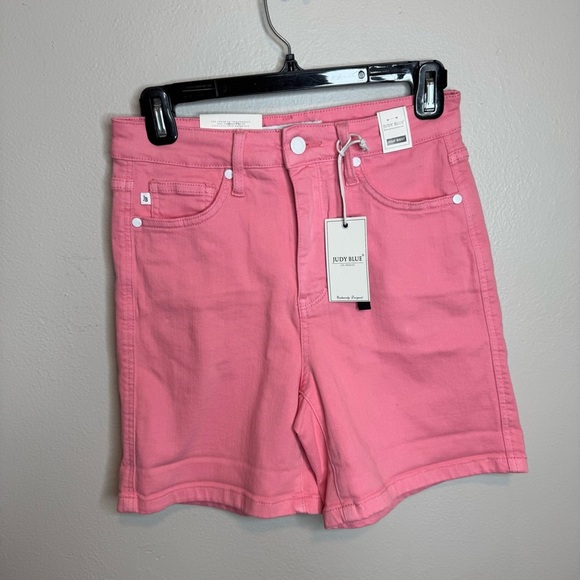 NWT Judy Blue High Rise Tummy Control Bubblegum Pink Denim Shorts - Picture 2 of 11